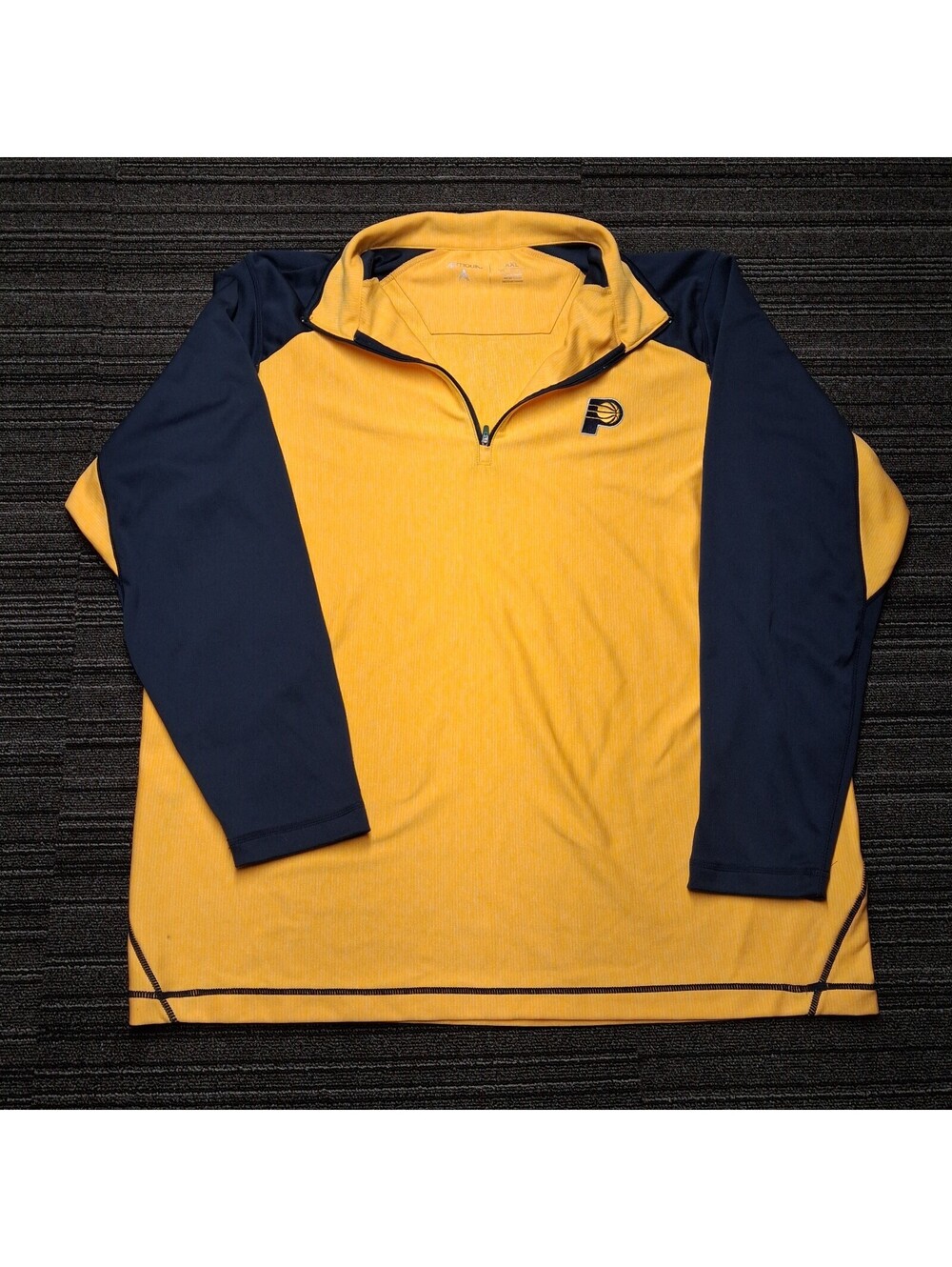 Antigua Indiana Pacers Mens XXL Yellow Navy 1/4 Zip Pullover Jacket NBA